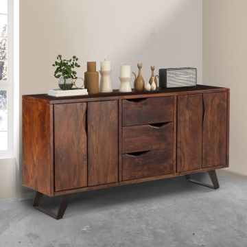 CREDENZA MOD. SST-09 CM 160X43 H.80 IN LEGNO DI ACACIA TINTA MARRONE