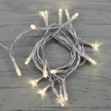 LUCI DI NATALE 20 LED BIANCO CALDO LUCE FISSA A BATTERIA 1.90+0.15MT