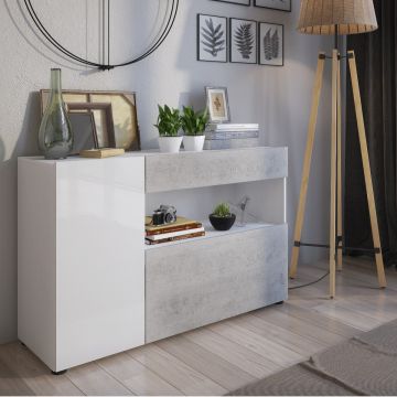 CREDENZA MOD. JOHNNY CM 130X41 H. 81 BIANCO E CEMENTO