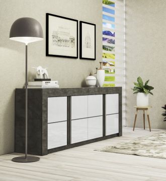 CREDENZA MOD. CAPRI CM 210X46 H. 86 ACCIAIO OSSIDO E BIANCO LUCIDO