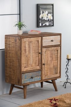 CREDENZA MOD. HEXA-04 CM 87X38 H.95 IN LEGNO DI MANGO TINTA STONE E BICOLORE