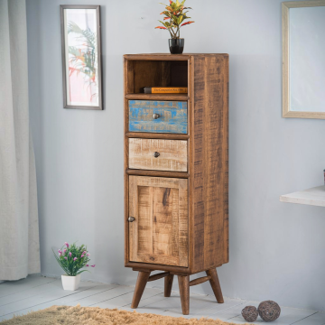 MOBILE MOD. HEXA-03 IN LEGNO DI MANGO TINTA STONE E BICOLORE