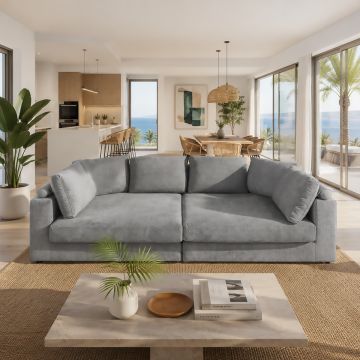 DIVANO 3 POSTI MOD. FIRENZE BIG FAMILY IN TESSUTO GRIGIO CHIARO