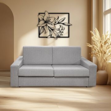 DIVANO LETTO MOD. ATENE CM 196 IN TESSUTO GRIGIO CON RETE ELETTROSALDATA
