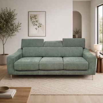DIVANO MOD. WINSON 3 POSTI MAXI CON SEDUTE ESTRAIBILI IN TESSUTO VERDE SALVIA 