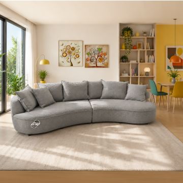 DIVANO 3 POSTI MOD. LEVI BIG FAMILY CON TERMINALE IN TESSUTO GRIGIO