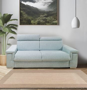 DIVANO LETTO MOD. IRIS CM 240 IN TESSUTO ACQUA CON RETE ELETTROSALDATA