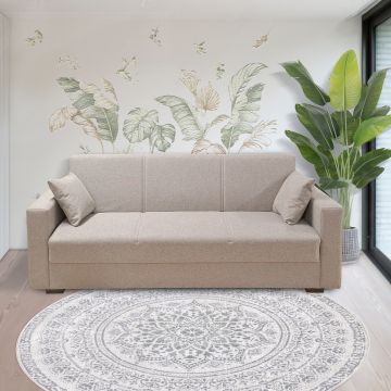 DIVANO LETTO MOD. PROMO CM 212 IN TESSUTO BEIGE CON APERTURA CLICK CLACK