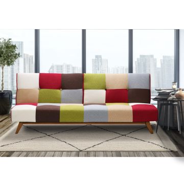 DIVANO LETTO MOD. KIKO CM 180 IN TESSUTO PATCHWORK CON APERTURA CLIC CLACK