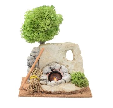 FUOCO CON LICHENE 13X13CM H 15CM ACCESSORIO ELETTRICO