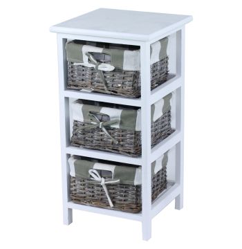 CASSETTIERA MULTIUSO IN LEGNO MASSELLO CM 30X30 H.58 BIANCO