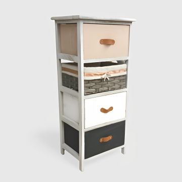 CASSETTIERA MULTIUSO IN LEGNO MASSELLO CM 35X26 H. 86 MULTICOLORE 
