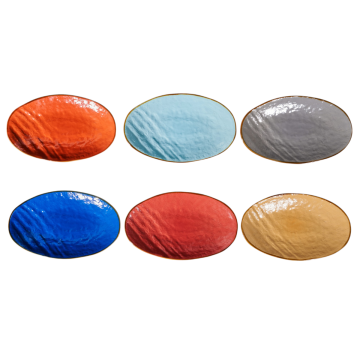 LINEA MEDITERRANEO - VASSOIO OVALE IN GRES 36X21CM H 5CM ASSORTITO