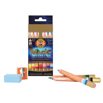 KOH-I-NOOR - JUMBO MAGIC ASTUCCIO 12 MINI MATITE COLORATE + ACCESSORI