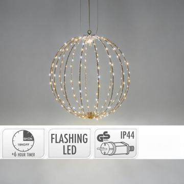 SFERA NATALIZIA PIEGHEVOLE IN METALLO TORTORA CON 240 LED DIAM. 40CM