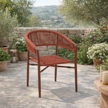 POLTRONCINA DA ESTERNO IN ALLUMINIO E CORDA TERRACOTTA