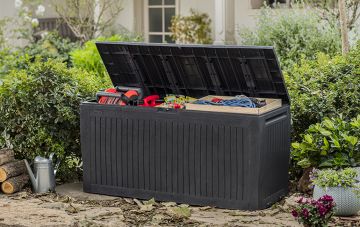 BAULE MOD. COMFY CM 117X45 H.57 IN RESINA EFFETTO LEGNO GRAFITE