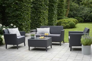 SALOTTO DA ESTERNO SALEMO RESINA EFFETTO RATTAN GRAFITE SALOTTO DA ESTERNO SALEMO RESINA EFFETTO RATTAN GRAFITE
