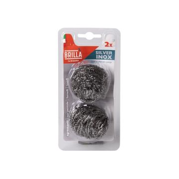 SET 2 SPUGNETTE LANA SILVER IN ACCIAIO INOX 