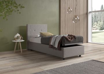 LETTO SINGOLO CONTENITORE IN TESSUTO GRIGIO