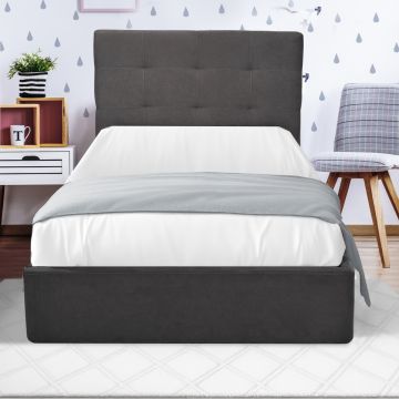LETTO CONTENITORE MOD. NAPOLI 1 PIAZZA E 1/2 TESSUTO GRIGIO SCURO