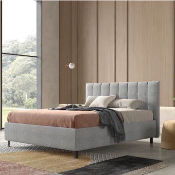 LETTO MATRIMONIALE CONTENITORE IN TESSUTO GRIGIO CHIARO