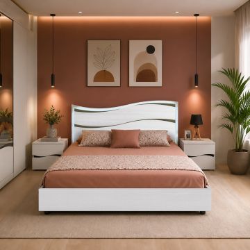 LETTO MATRIMONIALE CONTENITORE MOD. KARAKUM OLMO BIANCO 