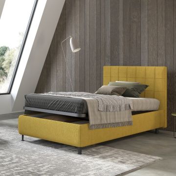 LETTO 1 PIAZZA E MEZZA CONTENITORE IN TESSUTO SENAPE