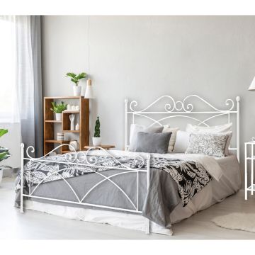 LETTO MATRIMONIALE CON GIROLETTO MOD. SABRINA BIANCO SATINATO 