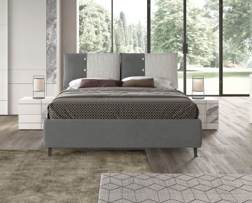 LETTO MATRIMONIALE CONTENITORE IN TESSUTO GRIGIO BICOLORE