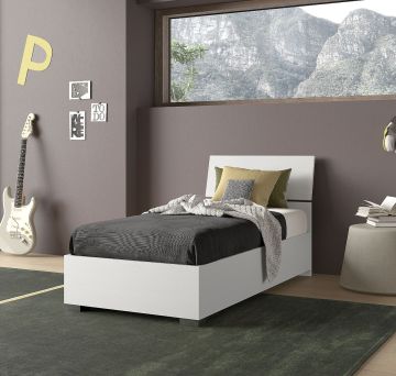 LETTO SINGOLO CONTENITORE MOD.EGOS BIANCO FRASSINATO 