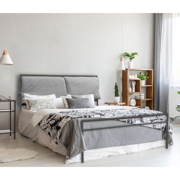 LETTO MATRIMONIALE GIROLETTO MOD. UP GRIGIO POLVERE CON CUSCINI