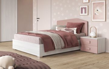 LETTO 1 PIAZZA E 1/2 CON CONTENITORE NORDICO E ROSA 