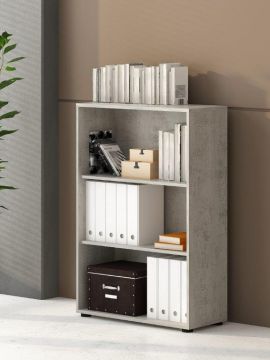 LIBRERIA MOD. OMEGA II CM 78.5X33.6 H. 118 CEMENTO 