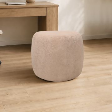 POUF TRIANGOLARE CM 46X46 H 42CM IN TESSUTO EFFETTO BOUCLE' BEIGE