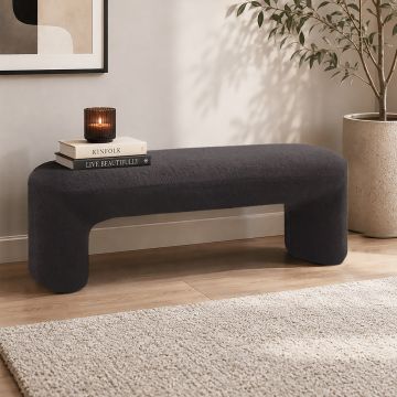PANCA CM 110X45 H. 40 IN TESSUTO EFFETTO BOUCLE' ANTRACITE