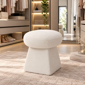 POUF DIAM. CM 39 H. 46 IN TESSUTO EFFETTO BOUCLE' PANNA