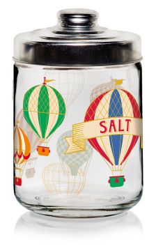 BARATTOLO IN VETRO CON TAPPO IN ALLUMINIO 800LT  DEC. MONGOLFIERE SALT