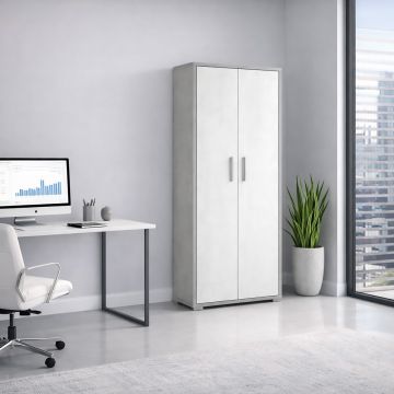 COLONNA MULTIUSO MOD. DOUBLE CM 71X41 H. 182 CEMENTO E OSSIDO BIANCO