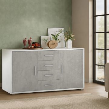 MOBILE MOD DOUBLE 154X41 H 84 CM OSSIDO BIANCO E CEMENTO 