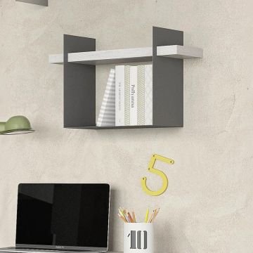LIBRERIA PENSILE MOD. GALLERY CM 53 ROVERE NORDICO E GRIGIO