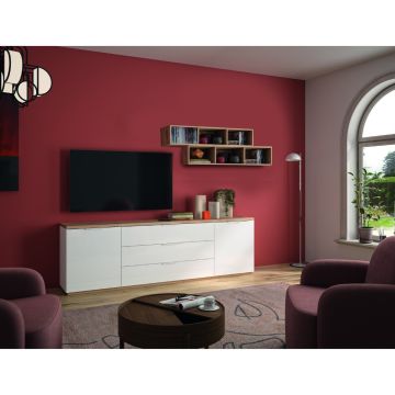 SOGGIORNO MOD. MUNDI BIANCO LUCIDO/ROVERE ARTISAN