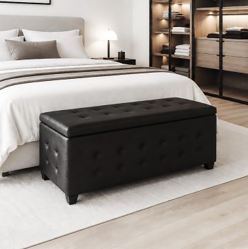 PANCA CONTENITORE CM 138X43 H. 48 IN ECOPELLE NERA