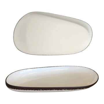 PIATTO OVALE IN PORCELLANA LINEA ONDA 35X19CM BIANCO