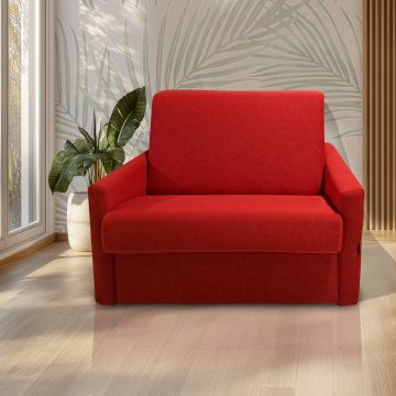 POLTRONA LETTO MOD. MADRID CM 109 IN TESSUTO ROSSO CON RETE ELETTROSALDATA