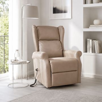 POLTRONA RELAX 2 MOTORI ELETTRICI IN TESSUTO BEIGE