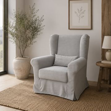 POLTRONA MOD. VIENNA IN TESSUTO CM 88X85 H. 100 GRIGIO CHIARO 