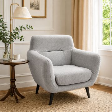 POLTRONA MOD. EMMA IN TESSUTO CM 88X78 H. 87 GRIGIO CHIARO