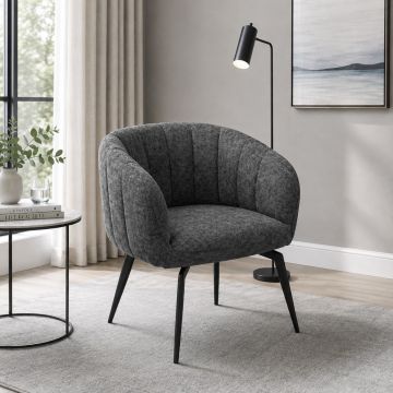 POLTRONCINA MOD. BROOKE CM 71X64 H.48 IN METALLO E TESSUTO MELANGE GRIGIO