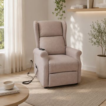 POLTRONA RELAX 2 MOTORI ELETTRICI BEIGE IN TESSUTO 